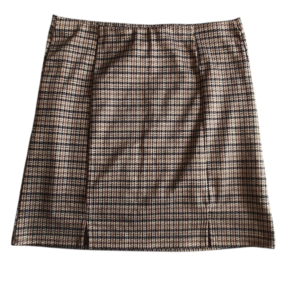 Hesperus Brown Houndstooth Mini Skirt M